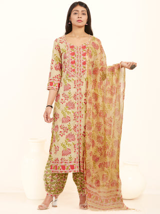 Jashn Himani Set Of Kurta Salwar Pants Kota Dupatta