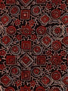 Black Rust Beige Ajrakh Block Printed Cotton Fabric Per Meter - F003F1758
