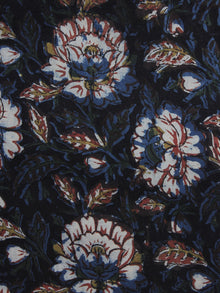 Indigo Black Ivory Brown Hand Block Printed Cotton Fabric Per Meter - F001F1140