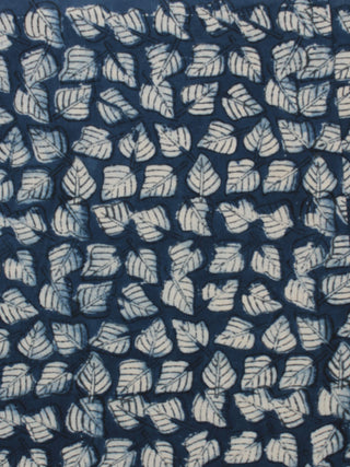 Indigo Ivory Hand Block Printed Cotton Fabric Per Meter - F001F792