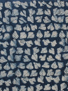Indigo Ivory Hand Block Printed Cotton Fabric Per Meter - F001F792