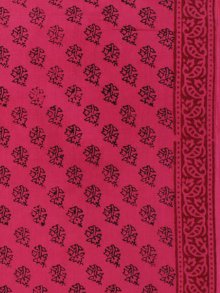 Magenta Pink Black Bagh Printed Cotton Fabric Per Meter - F005F2077
