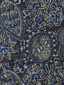 Grey Indigo Black Ajrakh Hand Block Printed Cotton Blouse Fabric - BPA025