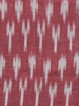 Cherry Ivory Pochampally Hand Woven Ikat Fabric Per Meter - F002F957