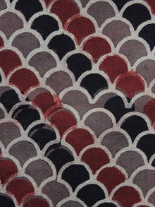 Brown Red Black Ajrakh Printed Cotton Fabric Per Meter - F003F1181