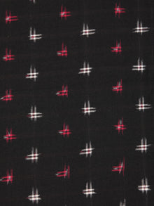 Black HotPink White Pochampally Hand Weaved Double Ikat Fabric Per Meter - F003F2421