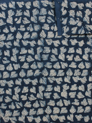 Indigo Ivory Hand Block Printed Cotton Fabric Per Meter - F001F792