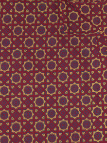 Maroon Yellow Blue Ajrakh Printed Cotton Fabric Per Meter - F0916697