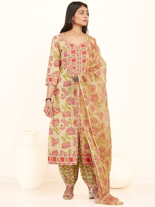 Jashn Himani Set Of Kurta Salwar Pants Kota Dupatta