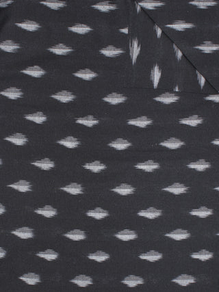Black Ivory Pochampally Hand Weaved Ikat Fabric Per Meter - F0916737