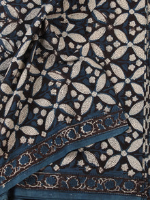 Indigo Black OffWhite Hand Block Printed Cotton Fabric Per Meter - F001F2461