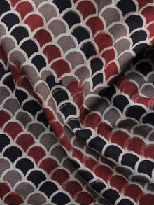 Brown Red Black Ajrakh Printed Cotton Fabric Per Meter - F003F1181