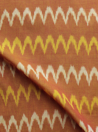 Rust Yellow Ivory Pochampally Hand Weaved Ikat Mercerised Cotton Fabric Per Meter - F002F1042