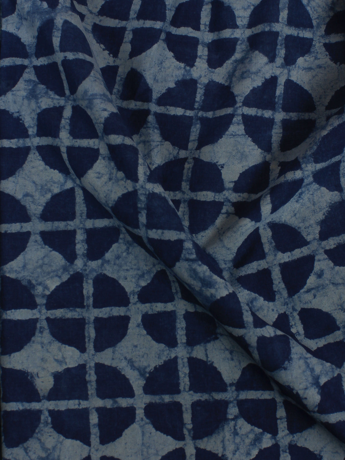 Indigo White Hand Block Printed Cotton Cambric Fabric Per Meter - F0916171