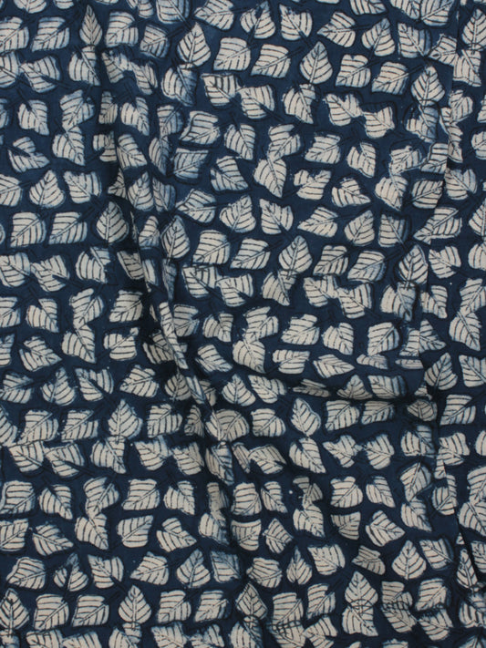 Indigo Ivory Hand Block Printed Cotton Fabric Per Meter - F001F792