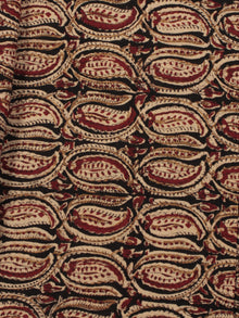 Black Beige Maroon Hand Block Printed Cotton Fabric Per Meter - F001F793