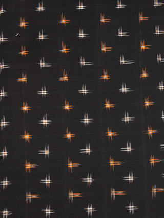 Black Yellow White Pochampally Hand Weaved Double Ikat Fabric Per Meter - F003F2423