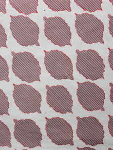 Off White Grey Maroon Hand Block Printed Cotton Fabric Per Meter - F001F1356