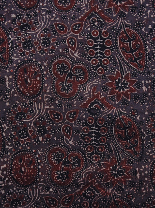 Brown Maroon Black Ivory Ajrakh Hand Block Printed Cotton Blouse Fabric - BPA026