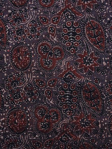 Brown Maroon Black Ivory Ajrakh Hand Block Printed Cotton Blouse Fabric - BPA026