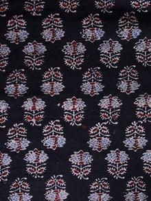 Black Maroon Ivory Blue Ajrakh Hand Block Printed Cotton Blouse Fabric - BPA0129