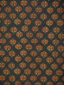 Green Red Yellow Black Ajrakh Block Printed Cotton Fabric Per Meter - F003F1759