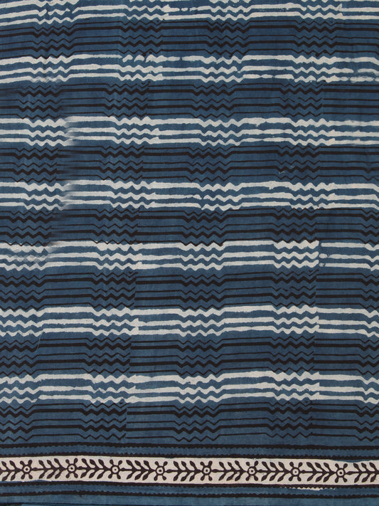 Indigo Black OffWhite Hand Block Printed Cotton Fabric Per Meter - F001F2463