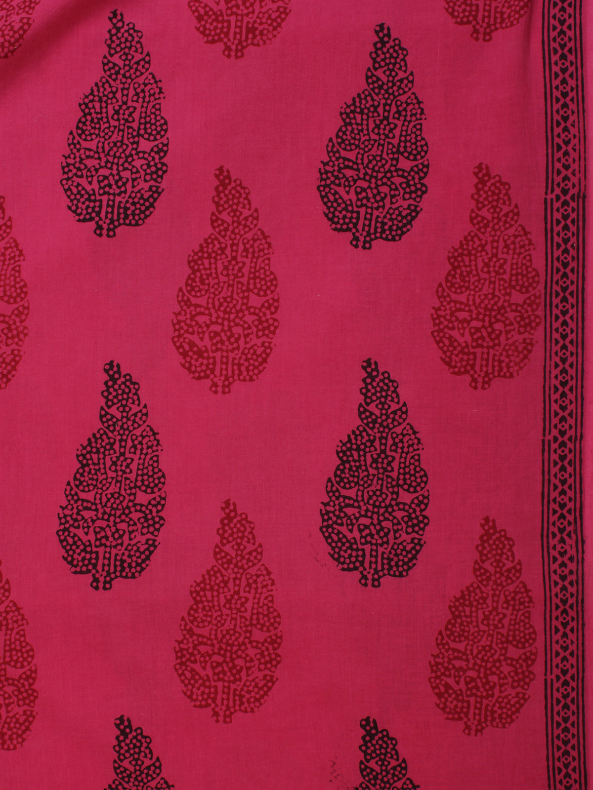 Magenta Pink Red Black Bagh Printed Cotton Fabric Per Meter - F005F2078
