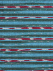 Blue Maroon Ivory Pochampally Hand Weaved Ikat Fabric Per Meter - F0916738