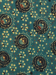 Green Black Mustard Rust Ajrakh Hand Block Printed Cotton Fabric Per Meter - F003F1529