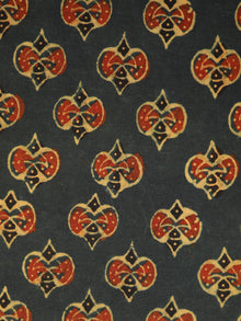 Green Red Yellow Black Ajrakh Block Printed Cotton Fabric Per Meter - F003F1759
