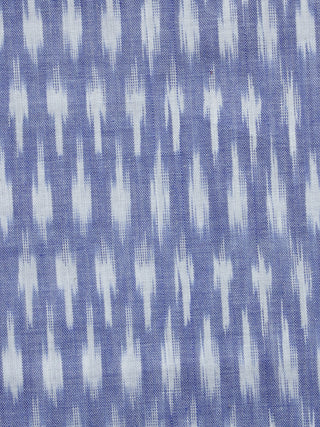 Blue Ivory Pochampally Hand Weaved Ikat Mercerised Cotton Fabric Per Meter - F002F1043