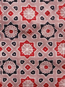 Light Brown Red Black Ajrakh Hand Block Printed Cotton Fabric Per Meter - F003F1600