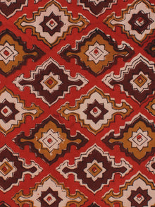 Rustic Brown Ivory Hand Block Printed Cotton Fabric Per Meter - F001F2149