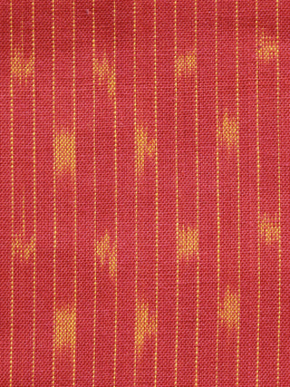 Red Orange Pochampally Hand Woven Ikat Fabric Per Meter - F002F958