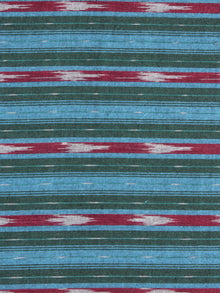Blue Maroon Ivory Pochampally Hand Weaved Ikat Fabric Per Meter - F0916738