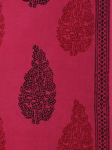Magenta Pink Red Black Bagh Printed Cotton Fabric Per Meter - F005F2078