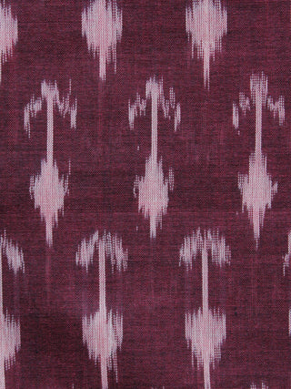 Deep Maroon Ivory Pochampally Weaved Ikat Mercerised  Fabric Per Meter - F002F1427