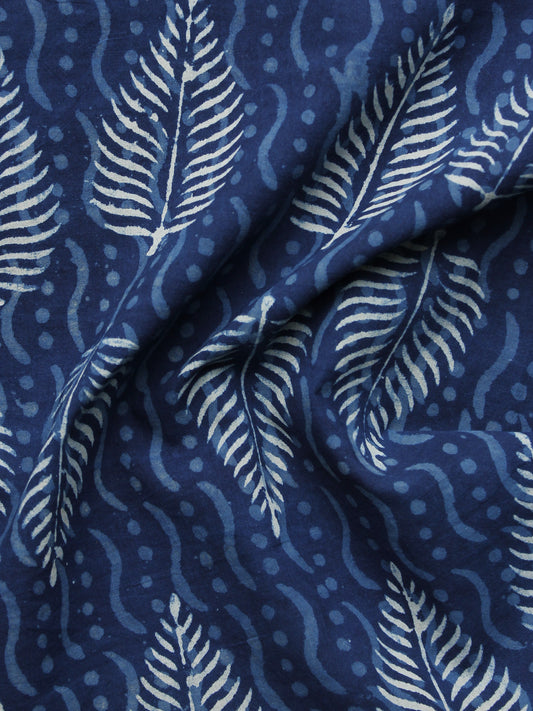 Indigo Blue White Hand Block Printed Cotton Fabric Per Meter - F001F1115
