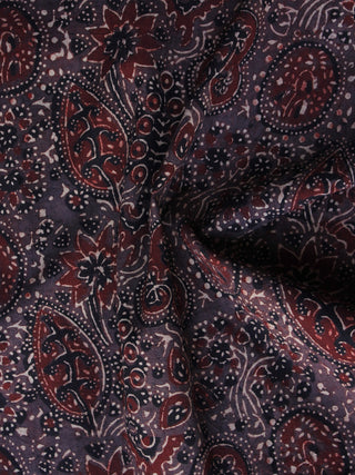 Brown Maroon Black Ivory Ajrakh Hand Block Printed Cotton Blouse Fabric - BPA026