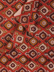 Rustic Brown Ivory Hand Block Printed Cotton Fabric Per Meter - F001F2149