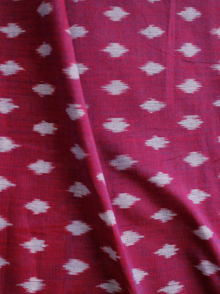 Megenta Grey Pochampally Hand Weaved Ikat Mercerised Cotton Fabric Per Meter - F002F1971