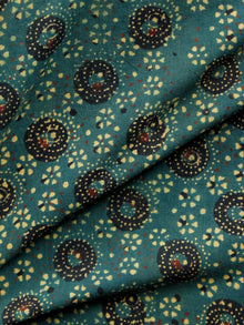 Green Black Mustard Rust Ajrakh Hand Block Printed Cotton Fabric Per Meter - F003F1529