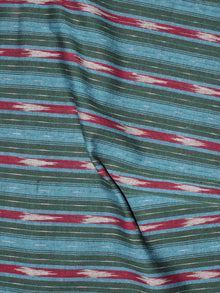 Blue Maroon Ivory Pochampally Hand Weaved Ikat Fabric Per Meter - F0916738