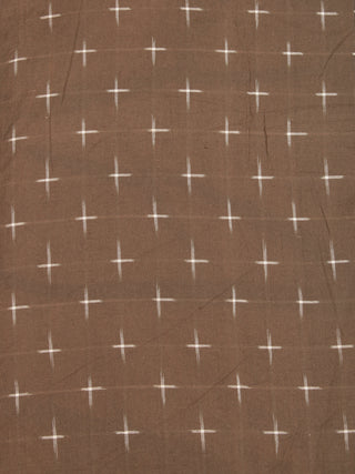 Brown Ivory Pochampally Hand Weaved Double Ikat Fabric Per Meter - F003F2425