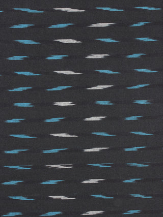 Black Turquoise Blue Ivory Pochampally Hand Weaved Ikat Fabric Per Meter - F0916739