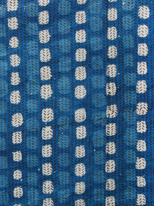 Indigo Black White Hand Block Printed Cotton Fabric Per Meter - F001F1357