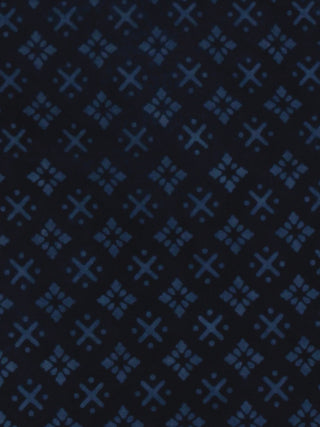 Indigo Blue Block Printed Cotton Fabric Per Meter - F0916698