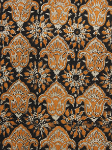 Black Rust Orange Beige Hand Block Printed Cotton Fabric Per Meter - F001F1073
