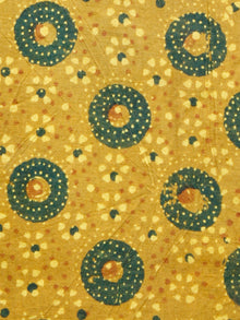 Yellow Green Rust Ajrakh Hand Block Printed Cotton Fabric Per Meter - F003F1530
